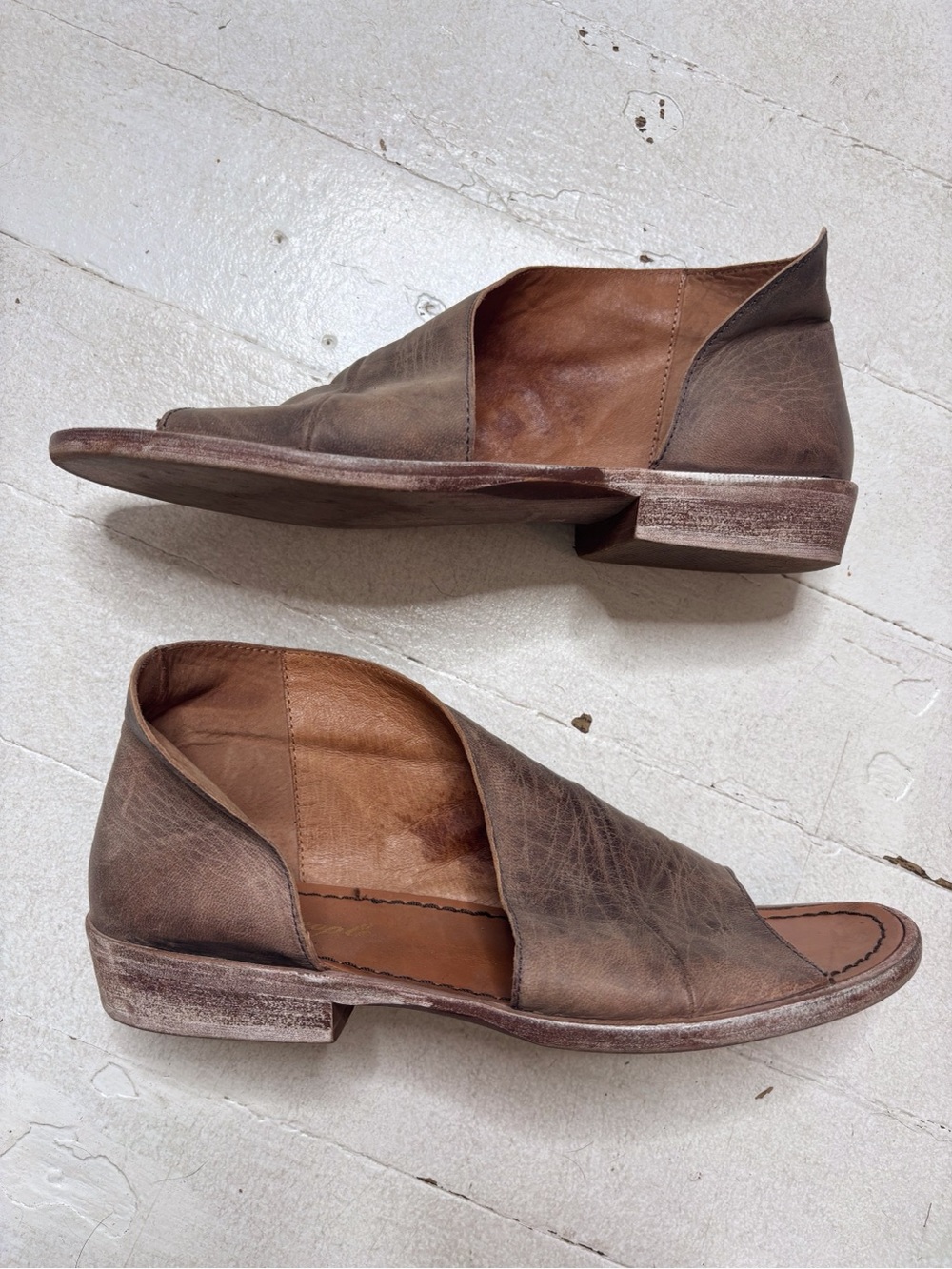 Free People Monte Blanc Leather Open Toe Sandals Vintage Taupe Size 38